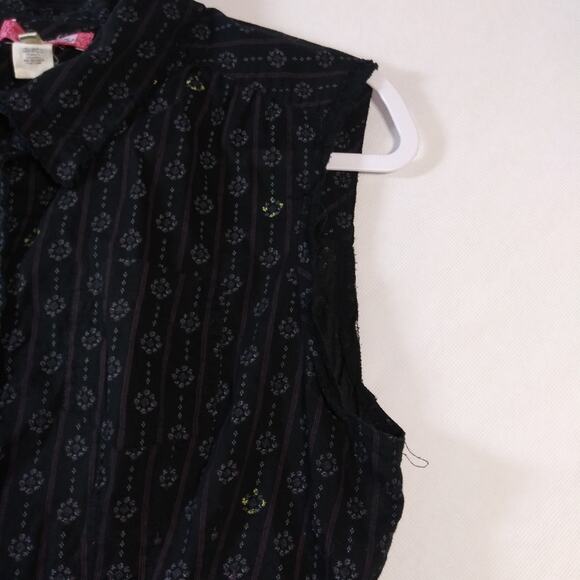 Lux Black Boho Button Front Shirt Dress Casual Festival Size Small - Picture 7 of 8